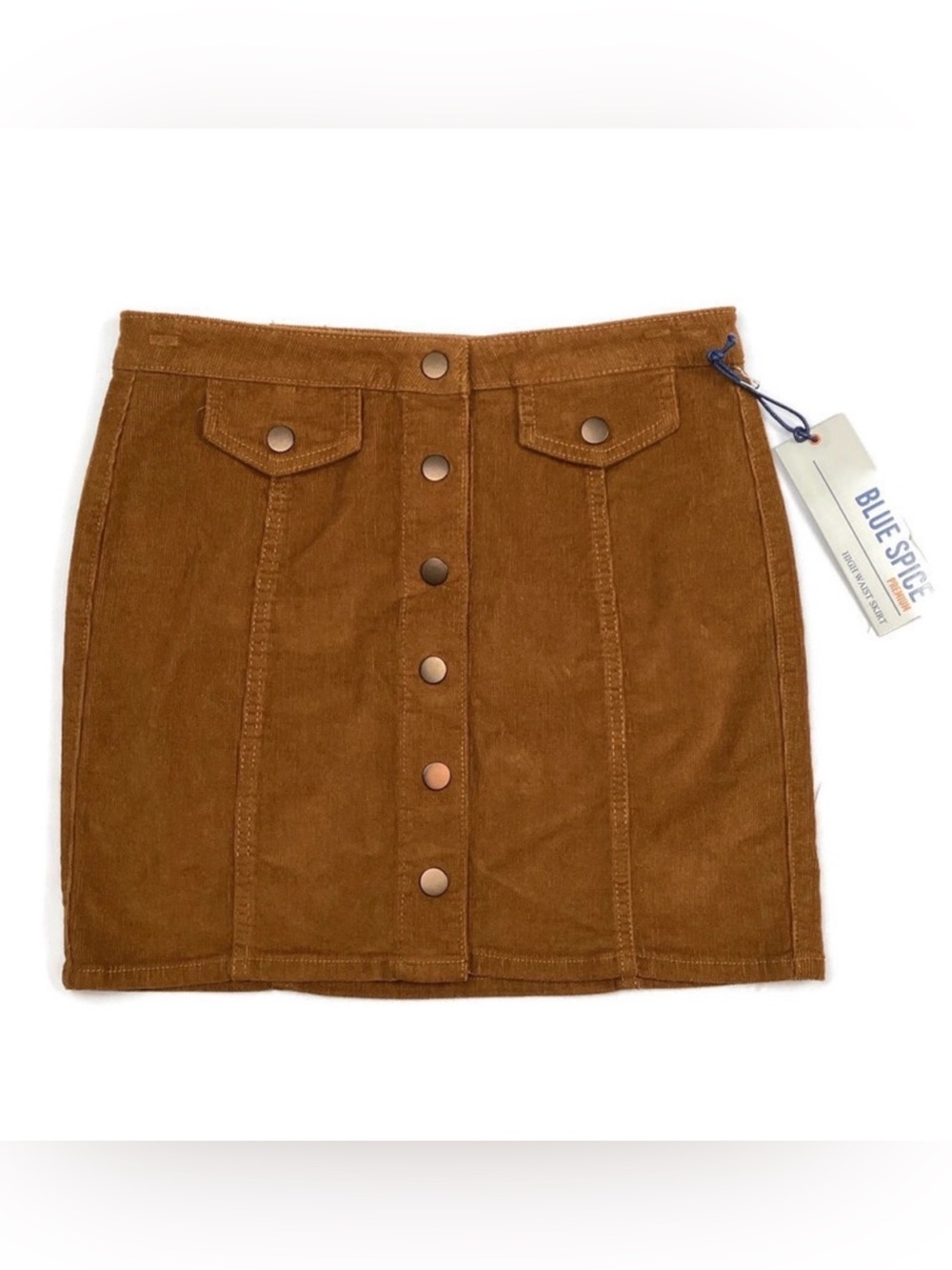 Blue Spice Premium Corduroy High Waist Brown Stretchy Mini Skirt Size 7